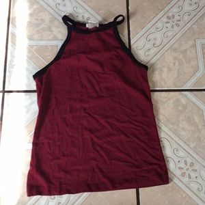 Dark red and black halter top
